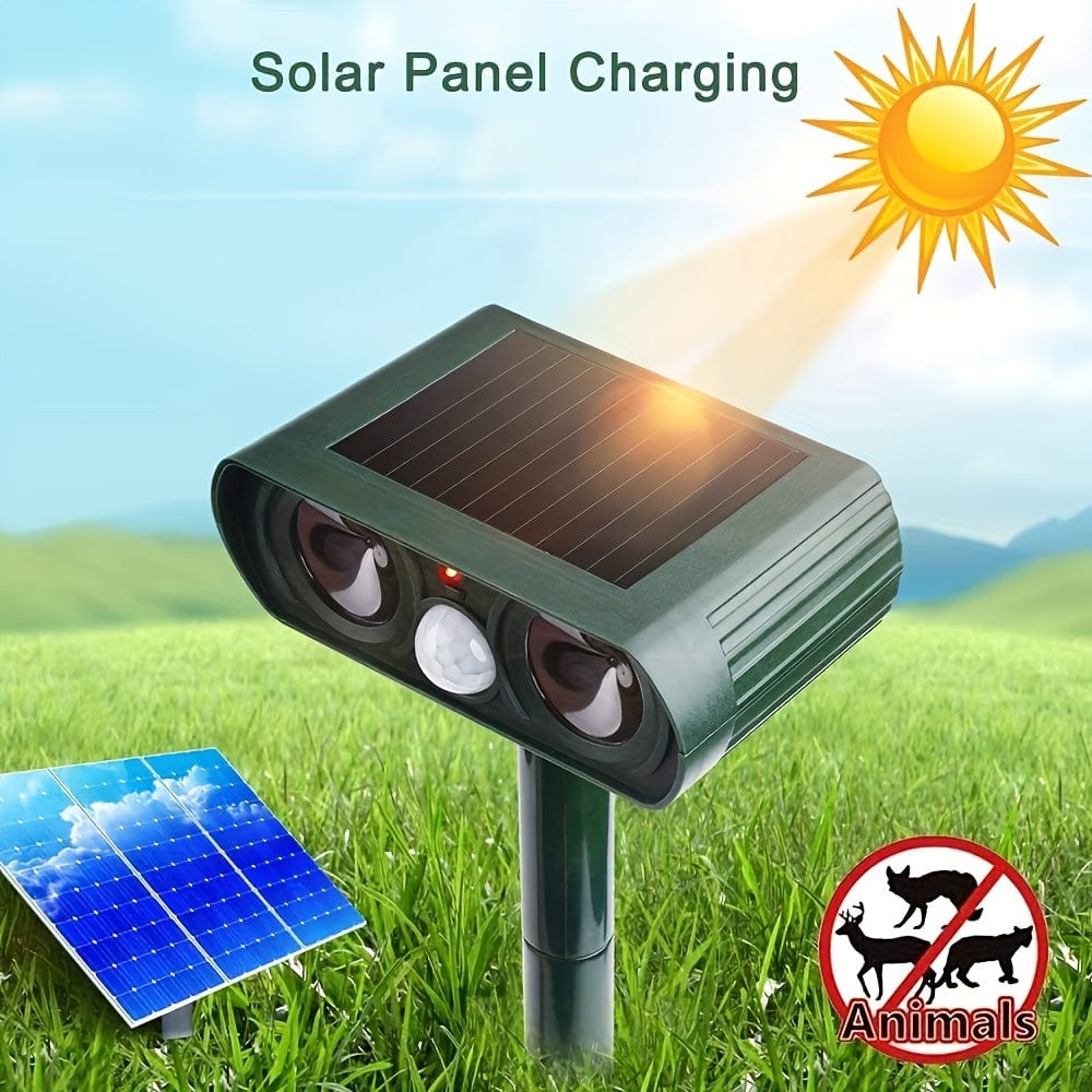 Planet Gates Grass Green 1pc, Outdoor Solar Ultrasonic Insect Repellent For Rats, Raccoons, Skunks, Moles, Dogs, Cats, Pests, Birds, Snakes, Wild Animals, Dangerous Animals, Comes With Waterproof Motion Detector, Powerful Solar Powered.