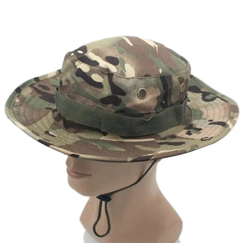 Planet Gates Grass green Outdoor Camouflage Fisherman Hat Tactical Training Expansion Breathable Military Training Camping Sunscreen Hat