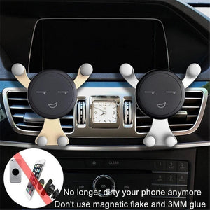 Planet Gates Gravity Car Phone Holder Air Vent Clip Smile Face Mount Mobile Cell Stand GPS Support For iPhone 12 Pro Max Xiaomi Samsung