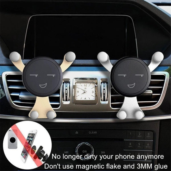 Planet Gates Gravity Car Phone Holder Air Vent Clip Smile Face Mount Mobile Cell Stand GPS Support For iPhone 12 Pro Max Xiaomi Samsung