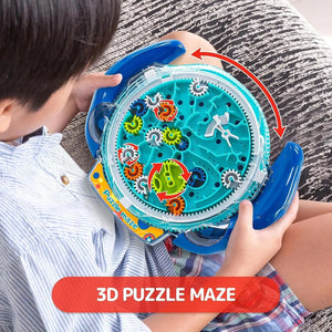Planet Gates Gravity Maze Puzzle Games for Kids Cool Spaceship Maze Toy Gear Control with Two Steel Marbles Challenges Games Fine Motor Skill