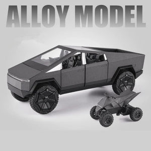 Planet Gates Gray 1/24 Tesla Cybertruck Pickup Alloy Car Model Diecasts Metal Toy Off-road Vehicles Car Model Simulation Sound and Light Kids Gift