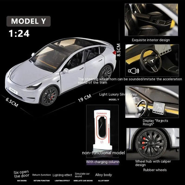 Planet Gates GRAY 1:24 Toy Cars Model Y Pull Back Vehicles Diecast Car Model Car Toys for Boys and Girls 3 to 12 Years Old Black