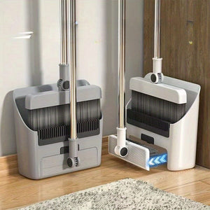 Planet Gates Gray / 1 Broom + 1 Dustpan + 1 Ground Brush 3pcs/ Set, Household Broom, Floor Brush And Dustpan Set, Thickened Sweeping Broom, Scrub Brush And Dustpan With Long Handle, Non-stick Hair Floor Cleaning Tool, For Home Office School Dorm, Cleaning Supplies, Cleaning Gadgets