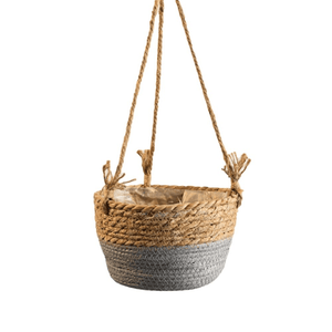 Planet Gates Gray 1 Pack, Garden Hanging Planter Macrame Plant Storage Basket Jute Rope Woven Indoor Outdoor Flower Pot Holder Plant Hangers Home Decor