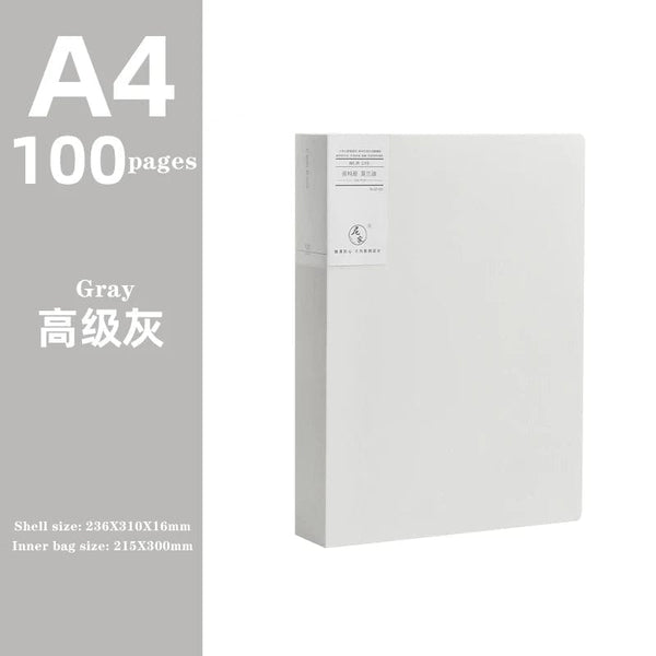 Planet Gates gray  100 pages JIANWU A4 Morandi File Bag 100 Pages Data Book Large Capacity File Folder Portfolio Office Stationery