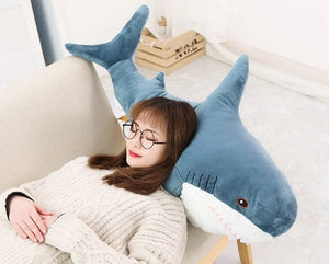Planet Gates GRAY / 100cm 80/100/140cm Giant Shark skin Plush Toy Soft Plush Shark Skin Semi-finished Coat Fish Pillow Toys Dolll Gift for Kids Child