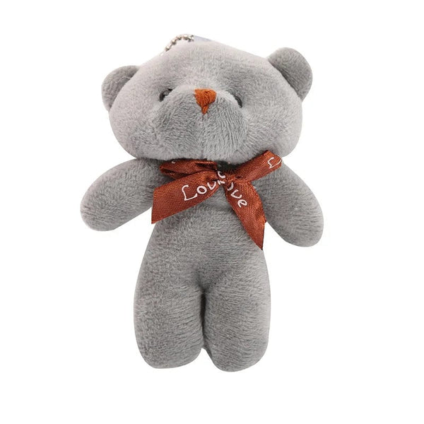 Planet Gates gray / 11cm-30cm 10pcs/pack 12cm Mini Bow Tie Teddy Bear Pendant Plush Toy Colorful Teddy Plush Keychain