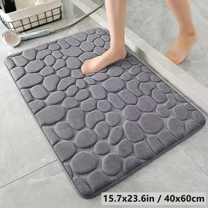 Planet Gates Gray / 15.7x23.6in / 40x60cm 1pc Cobblestone Embossed Bathroom Bath Mat, Machine Washable Bath Rug, Rapid Water Absorbent, Non-Slip, Washable, Thick, Soft And Comfortable Carpet For Shower Room, Bathroom Accessories