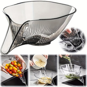 Planet Gates Gray 1pc 1/2pcs, Drain Basket, Drainage Basket, Multifunctional Plastic Draining Bowl, Household Kitchen Food Drainer, Vegetable Washing Basin, Fruit Plate, Strainer Basket With Funnel For Vegetables, Pasta.