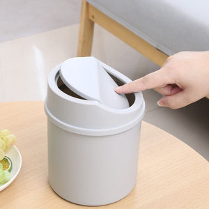 Planet Gates Gray 1pc Mini Desktop Bin Small Trash Can Tube With Cover Bedroom Trash Can Garbage Can Clean Workspace Storage Box Home Desk Dustbin