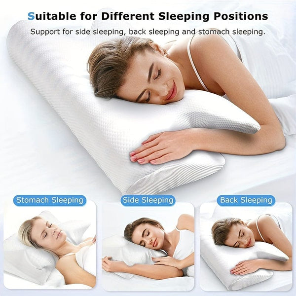 Planet Gates GRAY 1pc Neck Cervical Pillow, Memory Foam Pillows For Neck Shoulder Relax, Adjustable Ergonomic Orthopedic Contour Support Pillow, Removable Cover