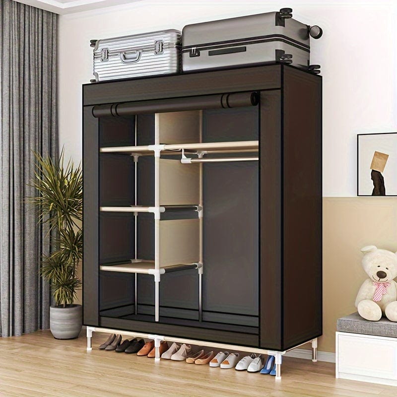 Planet Gates Gray 1pc Simple Clothes Storage Closet, Large Storage Wardrobe, Durable Clothes Storage Rack For Shirts, Dress, Quilts, Household Storage Organizer For Cabinet, Rental House, Bedroom, Home, Dorm, Entryway, Home Decor