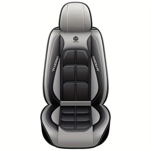 Planet Gates Gray 1pc Universal Car Seat Covers PU Leather Seat Covers Cushion Car Seat Protector Mat For Sedan SUV Car Accessories (Only 1 Front Seat Cover)
