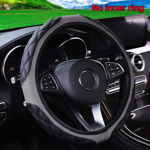 Planet Gates Gray 1pc Wear-resistant Comfortable PU Leather Three-dimensional Embroidery No Inner Ring Steering Wheel Cover For 36.83-38.1cm Steering Wheel For Women