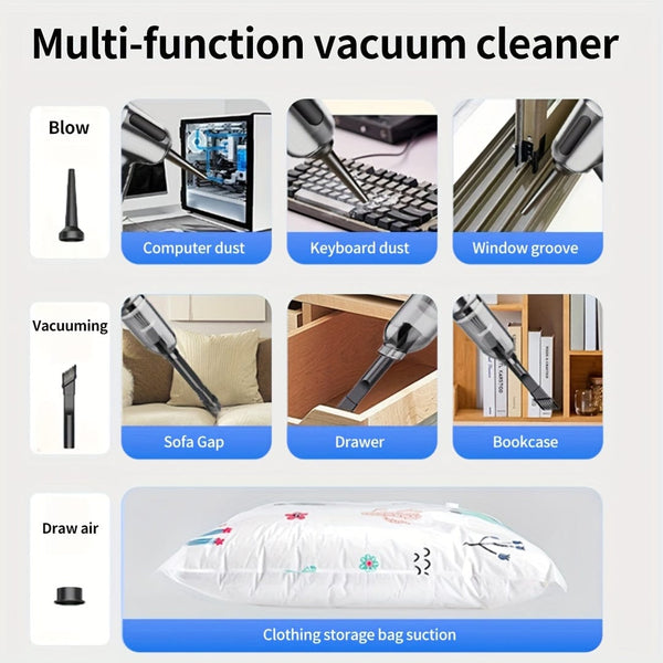Planet Gates Gray 1pc, Wireless Vacuum Cleaner, Hand-rechargeable Car Charging, High-suction Portable Mini Vacuum Cleaner, Car Household Indoor Vacuum Cleaner, Vacuum Accessories Cleaning Supplies Small Appliance