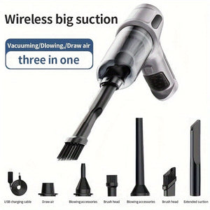 Planet Gates Gray 1pc, Wireless Vacuum Cleaner, Hand-rechargeable Car Charging, High-suction Portable Mini Vacuum Cleaner, Car Household Indoor Vacuum Cleaner, Vacuum Accessories Cleaning Supplies Small Appliance