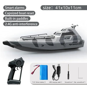 Planet Gates GRAY 2.4GHz TY727 RC Racing Boat Turbojet  Pump High-Speed Remote Control Jet Boat Low Battery Alarm Function Adult Children Toy Gift