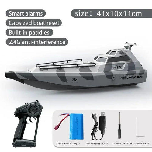 Planet Gates GRAY 2.4GHz TY727 RC Racing Boat Turbojet  Pump High-Speed Remote Control Jet Boat Low Battery Alarm Function Adult Children Toy Gift