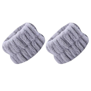 Planet Gates Gray 2pcs Solid Color Face Wash Wristbands, Wrist Cleaning Strap, Soft Ultrafine Fiber Towel Bracelet For Facial Cleaning, Absorbent Wristbands To Avoid Dampness, Bathroom Accessories