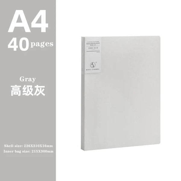 Planet Gates gray 40 pages JIANWU A4 Morandi File Bag 100 Pages Data Book Large Capacity File Folder Portfolio Office Stationery