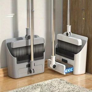 Planet Gates Gray / 42-inch Extended Section 1 Broom + 1 Dustpan + 1 Floor Brush 3pcs/ Set, Household Broom, Floor Brush And Dustpan Set, Thickened Sweeping Broom, Scrub Brush And Dustpan With Long Handle, Non-stick Hair Floor Cleaning Tool, For Home Office School Dorm, Cleaning Supplies, Cleaning Gadgets