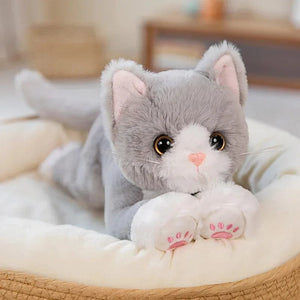 Planet Gates gray / 47cm 47CM Cute Simulated Cat Doll Plush Toy Stuffed Soft Animal Plush white Gray Kitten Pillow Kids Girls Birthday Gift Pet Toys Deco