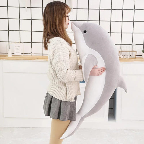 Planet Gates GRAY / 50cm 1pc 30/50CM kawaii Dolphin Plush Toys Lovely Stuffed Soft Animal Pillow Dolls for Children Girls Sleeping Cushion Gift
