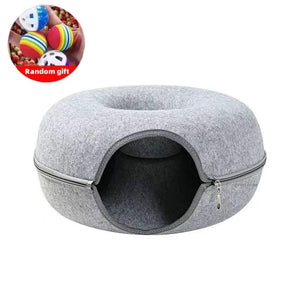Planet Gates Gray / 50X20cm Donut Cat Bed Pet Cat Tunnel Interactive Game Toy Cat Bed Dual-use Indoor Toy Kitten Sports Equipment Cat Training Toy Cat House