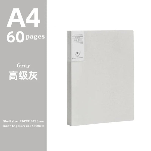 Planet Gates gray 60 pages JIANWU A4 Morandi File Bag 100 Pages Data Book Large Capacity File Folder Portfolio Office Stationery