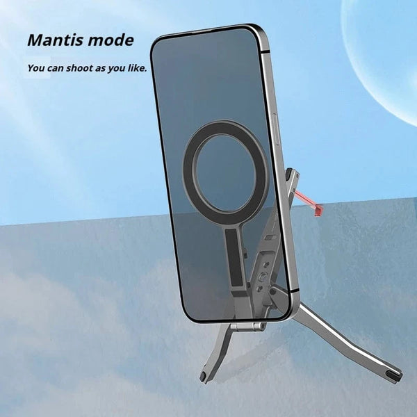 Planet Gates Gray Aluminum For Magsafe Tripod Magnetic Phone Holder Universal Magnetic Phone Tripod Mount Foldable Camera Phone Tripod Stand