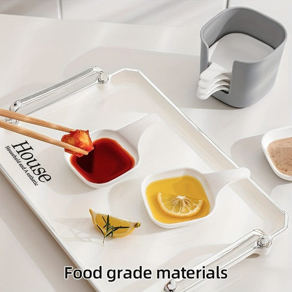 Planet Gates Gray And White Suit 7pcs/set, Sauce Dish, Food Sauce Dish, Dipping Dish Set, Food Storage And Container, Steak Sauce Plate, Seasoning Dish, Cheese Sauce Bowl, Fruit Dish, Snack Dish, Creative Tomato Sauce Plates, Dipping Dish, Kitchen