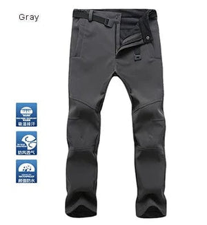 Planet Gates gray / Asian size 4XL TRVLWEGO Warm Winter Men Soft Shell Pants Travel Waterproof Outdoor Camping&Hiking Pants Fleece Windproof Skiing Trousers