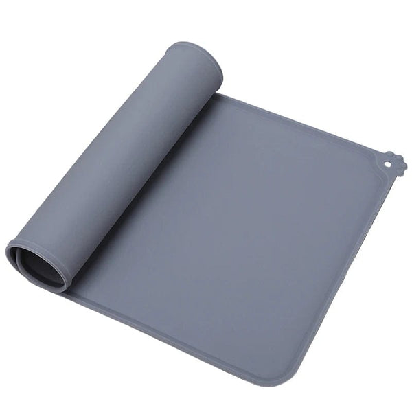 Planet Gates GRAY CDDMPET Silicone Dog Cat Bowl Mat Non-Stick Pet Fountain Tray Food Pad Puppy Dogs Feeding Drinking Mat Easy Washing Placemat