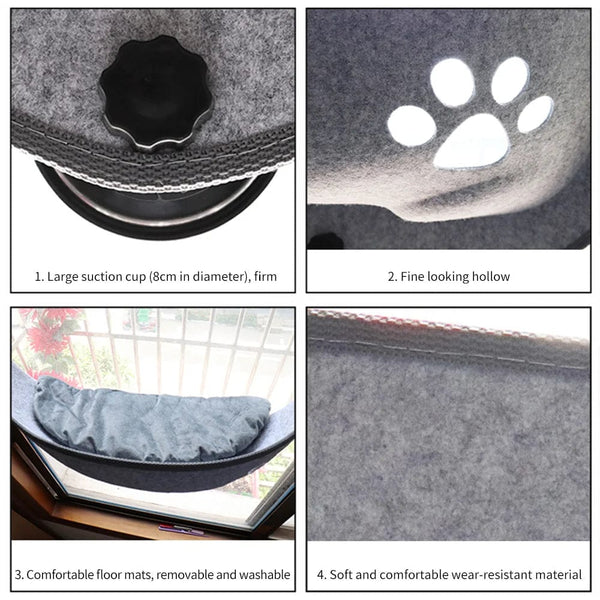 Planet Gates GRAY / CHINA Cat Window Hammock With Strong Suction Cups Pet Kitty Hanging Sleeping Bed Storage For Pet Warm Ferret Cage Cat Shelf Seat Beds