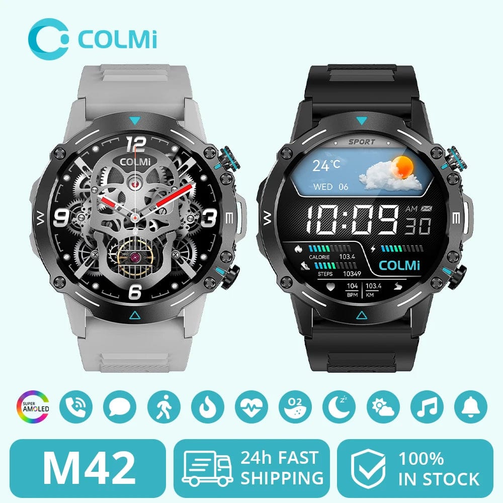 Planet Gates GRAY COLMI M42 Smartwatch 1.43'' AMOLED Display 100 Sports Modes Voice Calling Smart Watch Men Women Military Grade Toughness Watch