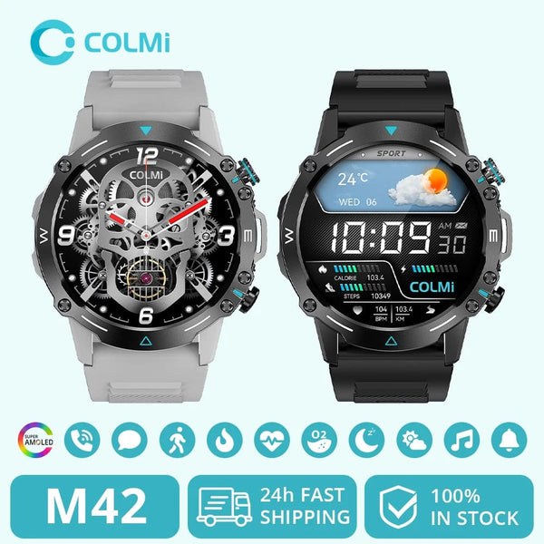Planet Gates GRAY COLMI M42 Smartwatch 1.43'' AMOLED Display 100 Sports Modes Voice Calling Smart Watch Men Women Military Grade Toughness Watch