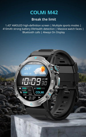 Planet Gates GRAY COLMI M42 Smartwatch 1.43'' AMOLED Display 100 Sports Modes Voice Calling Smart Watch Men Women Military Grade Toughness Watch