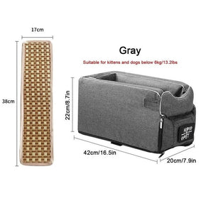 Planet Gates GRAY Dog Car Seat Pet Supplies Travel Bags for Dogs Cats Portable Car Central Console Dog Car Seat Bed Carrier Safety Cat Accessories
