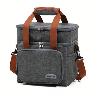 Planet Gates Gray [double Layer] Reusable Double-Layer Insulated Lunch Bag - Perfect For Work, Picnic, School Or Travel!