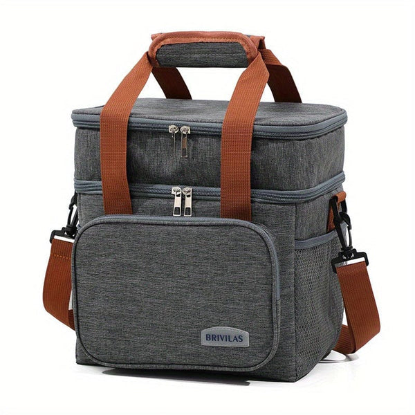 Planet Gates Gray [double Layer] Reusable Double-Layer Insulated Lunch Bag - Perfect For Work, Picnic, School Or Travel!
