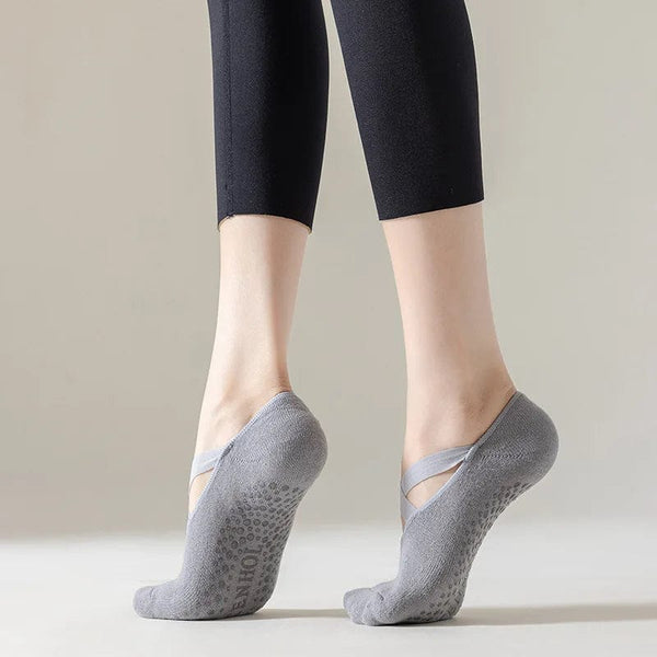 Planet Gates GRAY / EUR 34-39 Yoga Socks Women Cotton Silicone Non-slip Pilates Grip Towel  No-Show Barre Sock