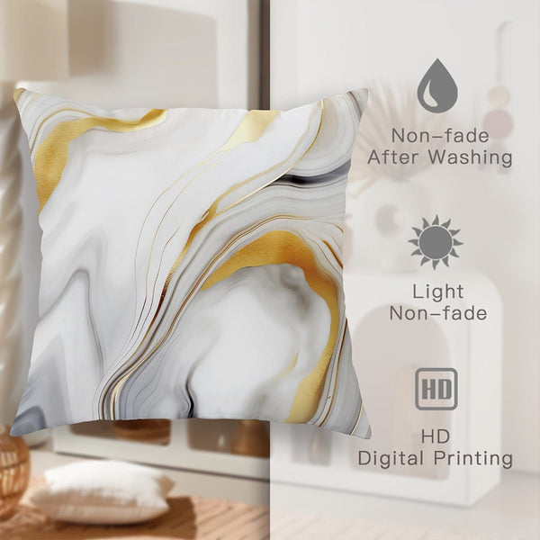 Planet Gates Gray Gold 4pcs, Marble Gray Gold Polyester Throw Pillow Covers, Modern Minimalist Abstract Textured Mid-Century Pillow Covers, Decorative Cushion Covers 45×45Cm/18 "X18", Suitable For Living Room Bedroom Sofa Bed Decoration
