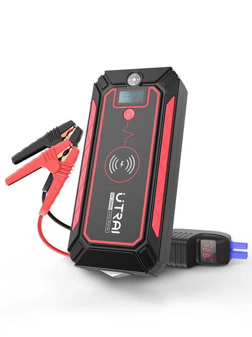 Planet Gates GRAY / israel UTRAI 2500A Jump Starter Power Bank Battery Portable Charger 10W Wireless Charging LCD Screen Safety Hammer Car Starting Device