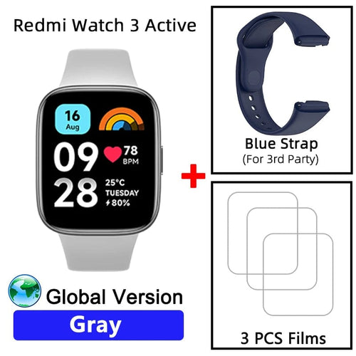 Planet Gates Gray n blue strap / CHINA Global Version Xiaomi Redmi Watch 3 Active 1.83" Display 5ATM Waterproof Bluetooth Phone Call 100+ Sport Modes New Arrivals