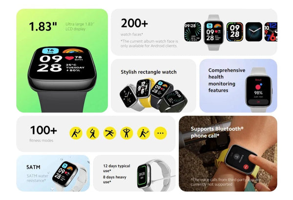 Planet Gates Gray n blue strap / CHINA Global Version Xiaomi Redmi Watch 3 Active 1.83" Display 5ATM Waterproof Bluetooth Phone Call 100+ Sport Modes New Arrivals