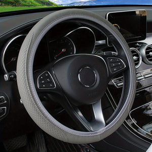 Planet Gates Gray No Inner Ring Car Steering Wheel Cover PU Leather Embossed 3D Comfortable Soft Suitable For 37-38CM Outer Diameter Steering Wheel Car Accessories