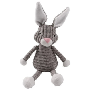 Planet Gates Gray rabbit Plush Dog Toys Corduroy for Small Medium Dogs Animal Dog Squeaky Toy Bite Resistant Chew Toy Molar Teeth Cleaning Puppy Toys