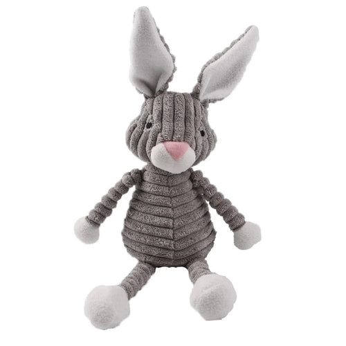 Planet Gates Gray rabbit Plush Dog Toys Corduroy for Small Medium Dogs Animal Dog Squeaky Toy Bite Resistant Chew Toy Molar Teeth Cleaning Puppy Toys