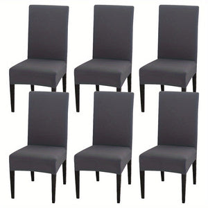 Planet Gates Gray / Set  Of  6 4pcs Set/6pcs Set Milk Silk Elastic Home Kitchen Dining Chair Slipcover, Chair Cover, Furniture Protector For Wedding Office Living Room Hotel Home Decor